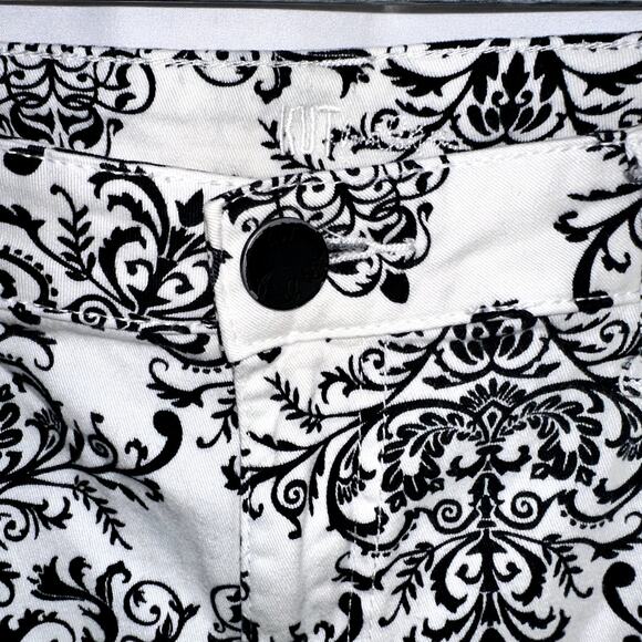 Kut from the Kloth Womens Sz 12 Black White Brigitte Ankle Skinny Pattern Jeans - Picture 4 of 10